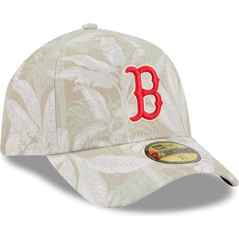 new-era-curved-brim-59forty-a-frame-leafy-palm-boston-red-sox-mlb-beige-fitted-cap