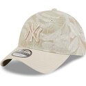 new-era-curved-brim-9twenty-leafy-palm-new-york-yankees-mlb-beige-adjustable-cap