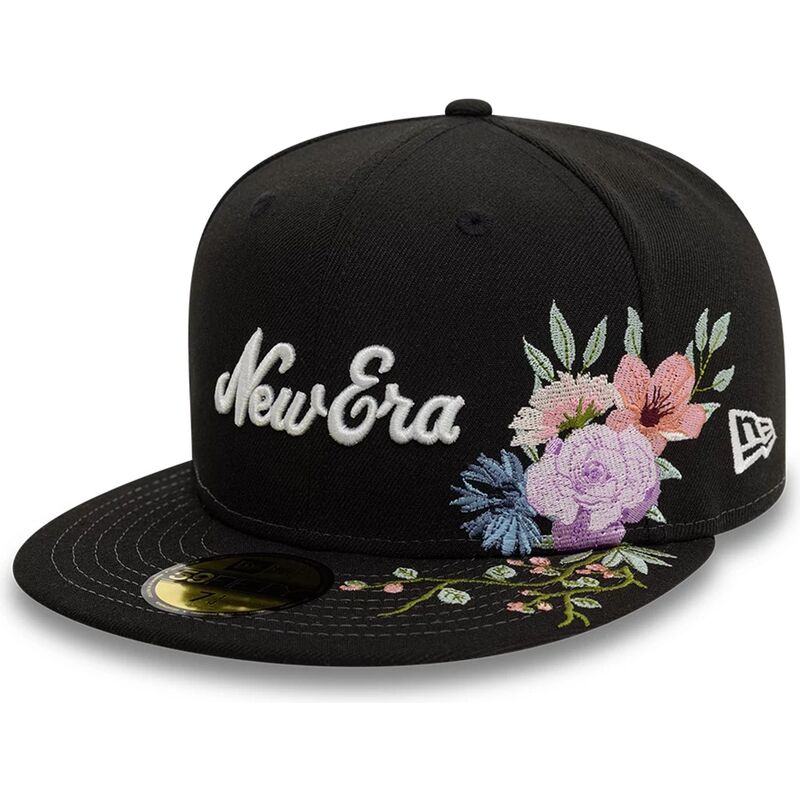 new-era-flat-brim-59fifty-floral-emb-black-fitted-cap