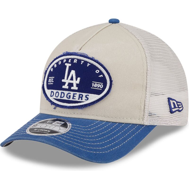 new-era-9forty-m-crown-a-frame-fray-los-angeles-dodgers-mlb-beige-and-blue-trucker-hat