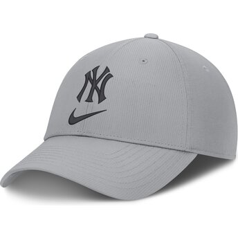 Nike Curved Brim Primetime Club Structured UV Poly Ripstop New York Yankees MLB Grey Adjustable Cap