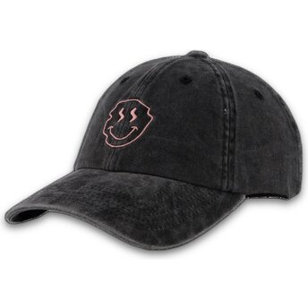Pica Pica Curved Brim Smiley Washed Black Adjustable Cap