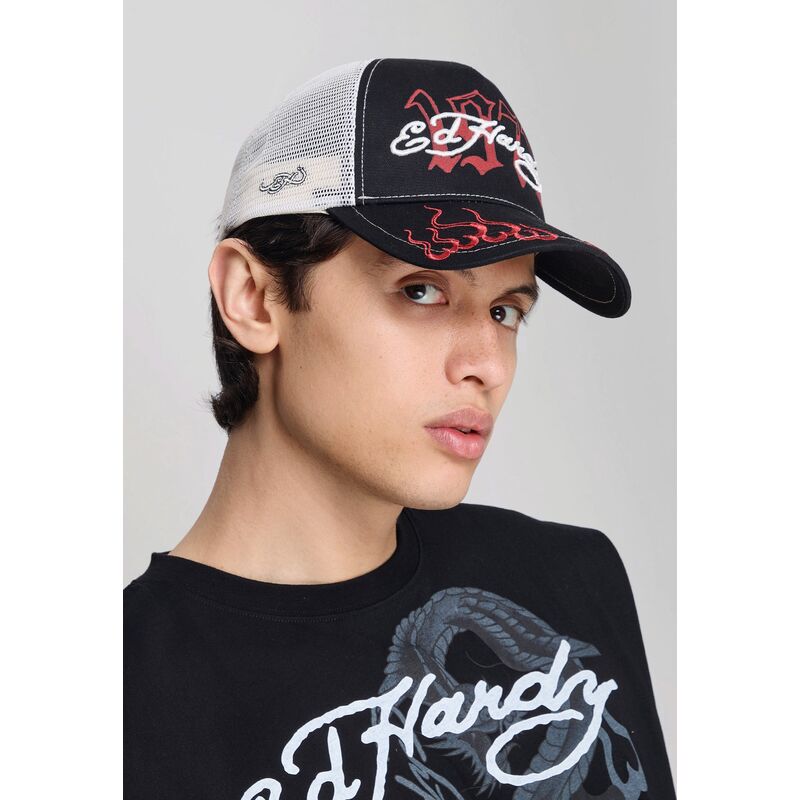 ed-hardy-1971-black-beige-and-red-trucker-hat