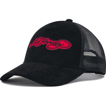 Ed Hardy Embroidery Applique Cord Black Trucker Hat
