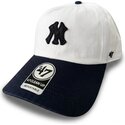 47-brand-curved-brim-clean-up-contemporary-two-tone-new-york-yankees-mlb-beige-and-navy-blue-adjustable-cap