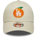 new-era-curved-brim-youth-9forty-fruit-icon-orange-los-angeles-dodgers-mlb-beige-adjustable-cap