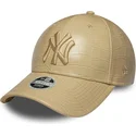 new-era-curved-brim-women-9forty-pu-pattern-new-york-yankees-mlb-beige-adjustable-cap-with-beige-logo