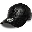 new-era-curved-brim-women-black-logo-9forty-pu-pattern-new-york-yankees-mlb-black-adjustable-cap
