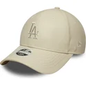new-era-curved-brim-women-9forty-m-crown-pu-diamante-los-angeles-dodgers-mlb-beige-snapback-cap-with-beige-logo