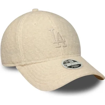 New Era Curved Brim Women 9FORTY M-Crown Winter Borg Los Angeles Dodgers MLB Beige Snapback Cap with Beige Logo
