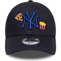 new-era-curved-brim-youth-navy-blue-logo-9forty-food-icon-new-york-yankees-mlb-navy-blue-adjustable-cap