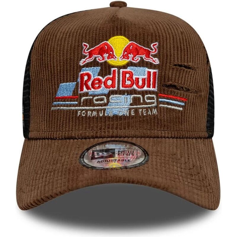 new-era-a-frame-distressed-cord-red-bull-racing-formula-1-brown-and-black-trucker-hat