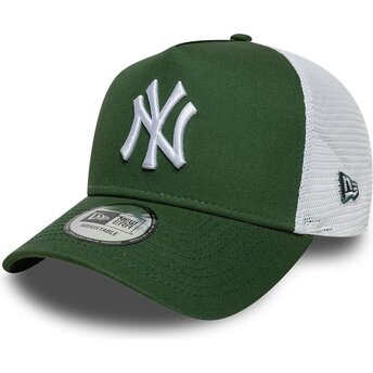 New Era A Frame League Essential New York Yankees MLB Green and White Trucker Hat