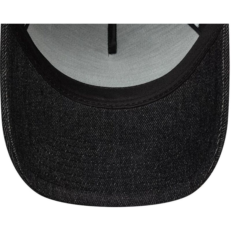 new-era-black-logo-a-frame-patch-denim-black-trucker-hat new-era-black-logo-a-frame-patch-denim-black-trucker-hat