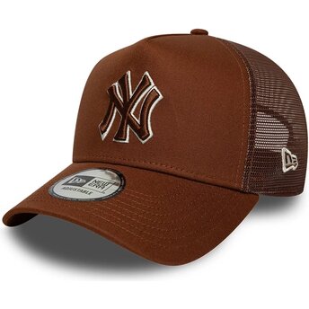 New Era Brown Logo E Frame Outline New York Yankees MLB Brown Trucker Hat
