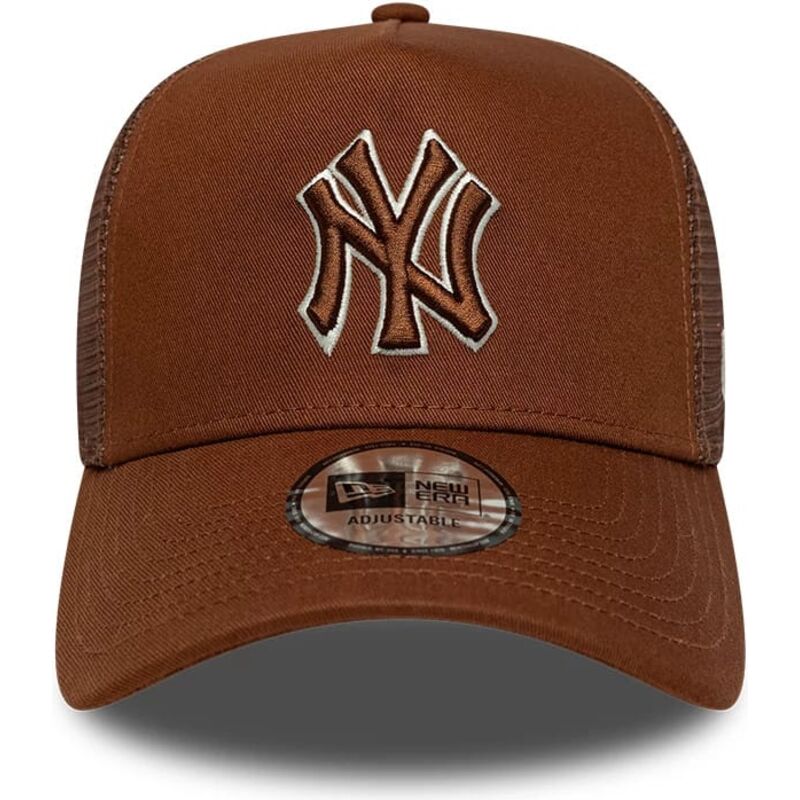 new-era-brown-logo-e-frame-outline-new-york-yankees-mlb-brown-trucker-hat new-era-brown-logo-e-frame-outline-new-york-yankees-mlb-brown-trucker-hat