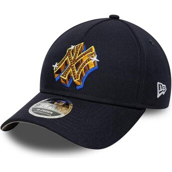 New Era Curved Brim 9FORTY M-Crown A Frame Emblem New York Yankees MLB Navy Blue Snapback Cap