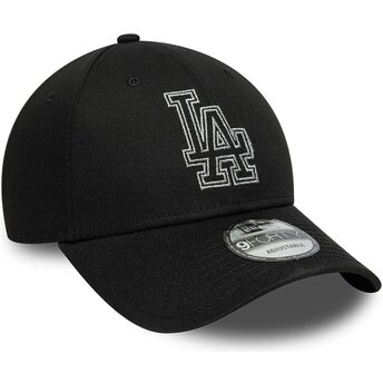 New Era Curved Brim 9FORTY Metallic Outline Los Angeles Dodgers MLB Black Adjustable Cap