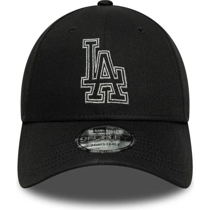 new-era-curved-brim-9forty-metallic-outline-los-angeles-dodgers-mlb-black-adjustable-cap
