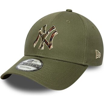 New Era Curved Brim Camouflage Logo 9FORTY Outline Camo New York Yankees MLB Green Adjustable Cap