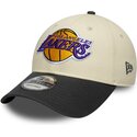 new-era-curved-brim-9forty-colour-block-los-angeles-lakers-nba-beige-and-black-adjustable-cap