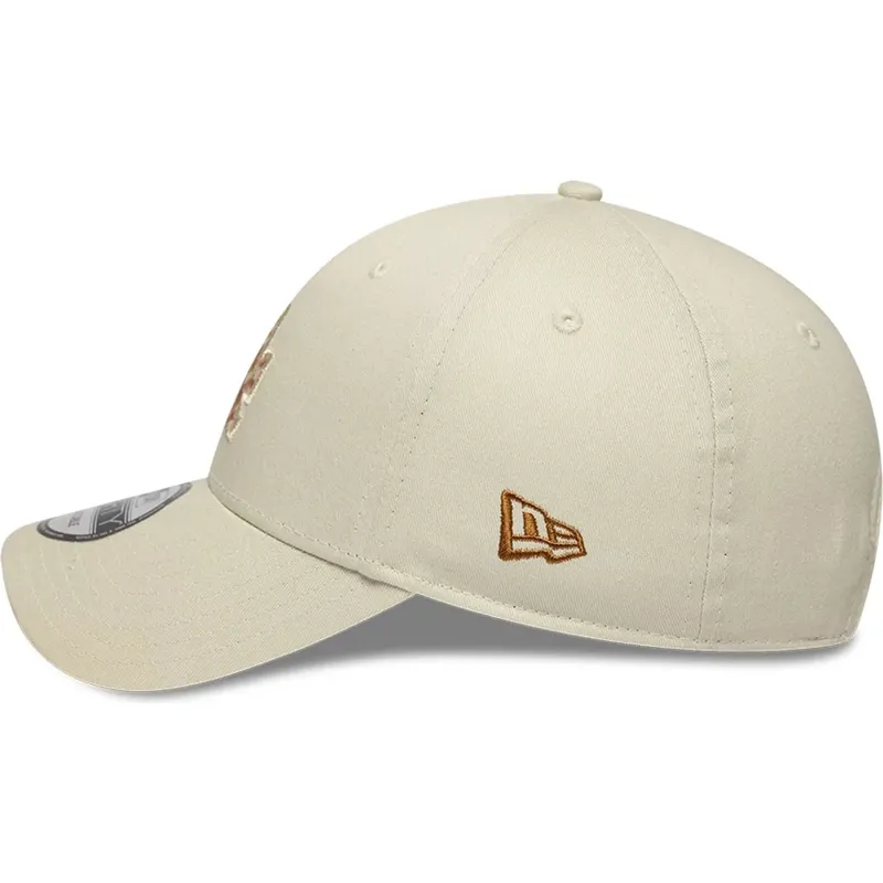 new-era-curved-brim-brown-logo-9forty-faux-pony-infill-los-angeles-dodgers-mlb-beige-adjustable-cap