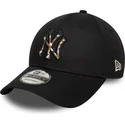 new-era-curved-brim-brown-logo-9forty-faux-pony-infill-new-york-yankees-mlb-black-adjustable-cap