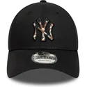 new-era-curved-brim-brown-logo-9forty-faux-pony-infill-new-york-yankees-mlb-black-adjustable-cap