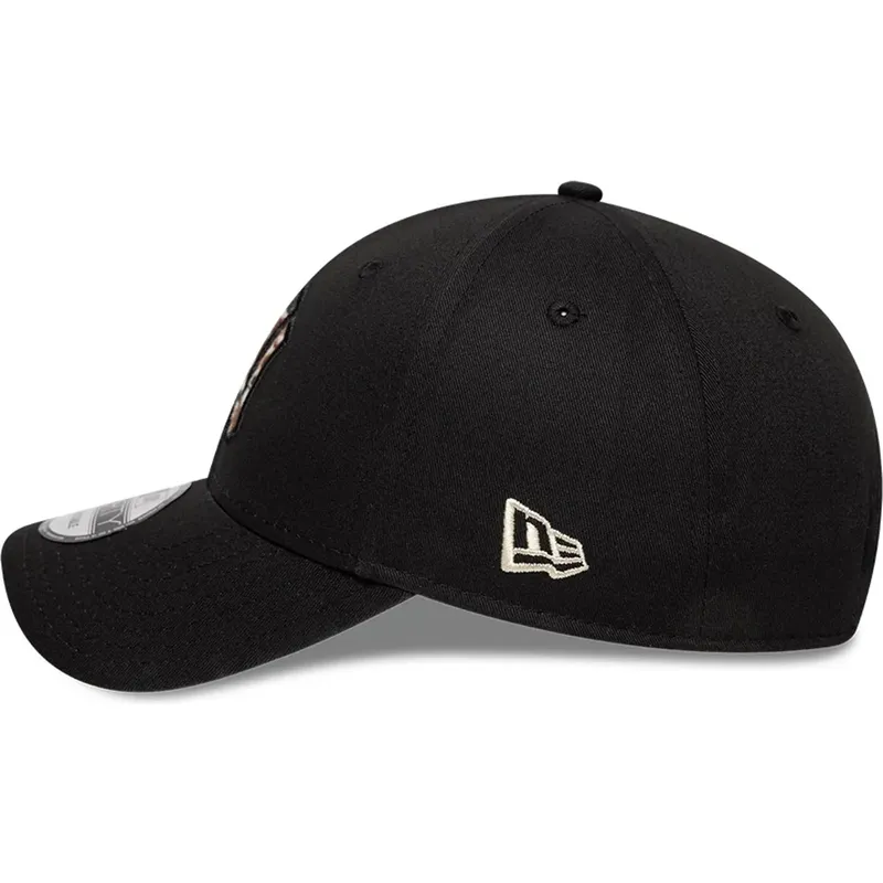 new-era-curved-brim-brown-logo-9forty-faux-pony-infill-new-york-yankees-mlb-black-adjustable-cap new-era-curved-brim-brown-logo-9forty-faux-pony-infill-new-york-yankees-mlb-black-adjustable-cap