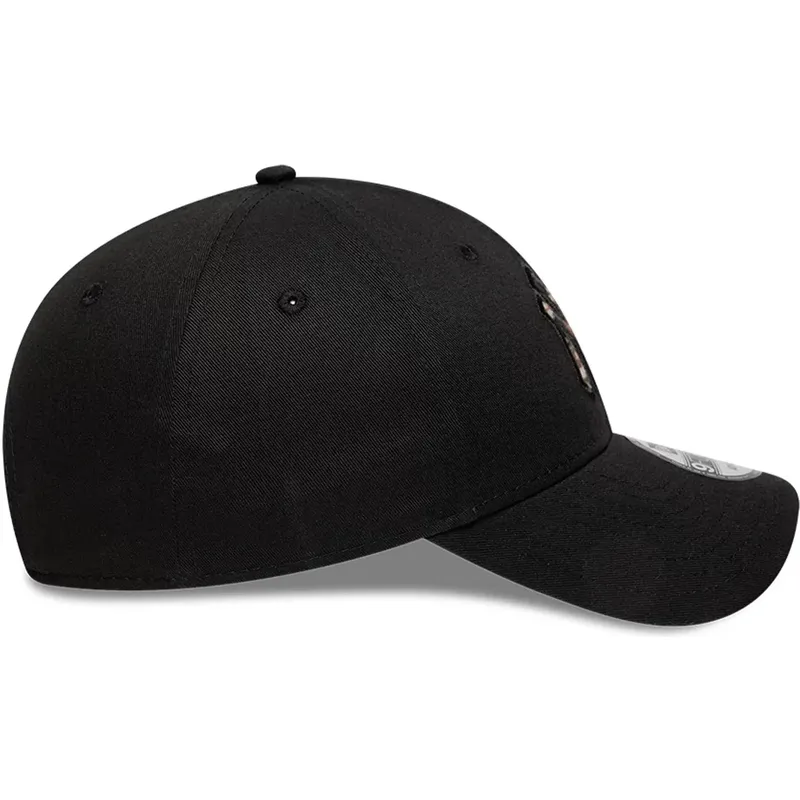new-era-curved-brim-brown-logo-9forty-faux-pony-infill-new-york-yankees-mlb-black-adjustable-cap new-era-curved-brim-brown-logo-9forty-faux-pony-infill-new-york-yankees-mlb-black-adjustable-cap