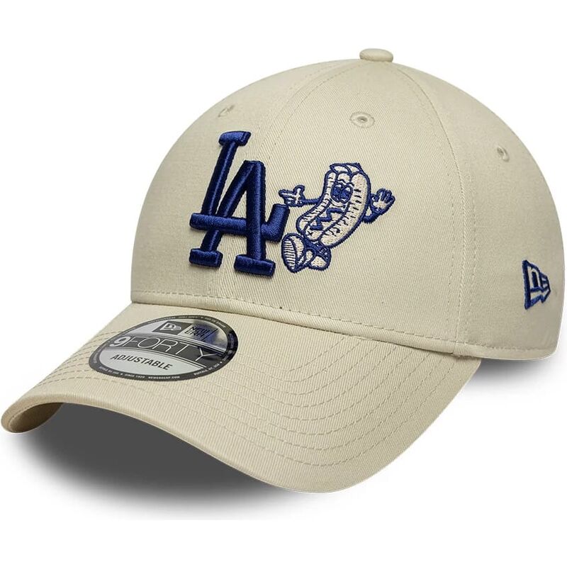 new-era-curved-brim-9forty-food-icon-los-angeles-dodgers-mlb-beige-and-blue-adjustable-cap