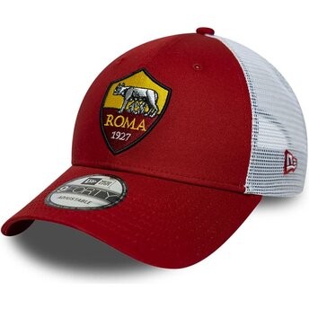 New Era 9FORTY League Associazione Sportiva Roma Serie A Red and White Adjustable Trucker Hat