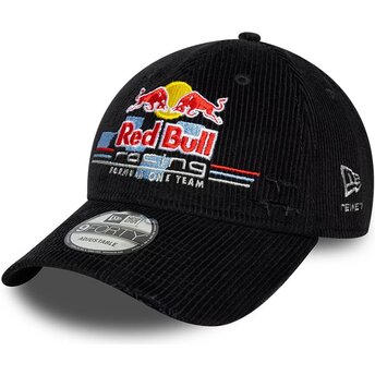 New Era Curved Brim 9FORTY Distressed Cord Red Bull Racing Formula 1 Black Adjustable Cap