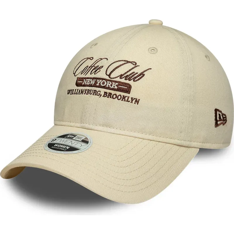 new-era-curved-brim-women-9twenty-coffee-club-beige-adjustable-cap new-era-curved-brim-women-9twenty-coffee-club-beige-adjustable-cap