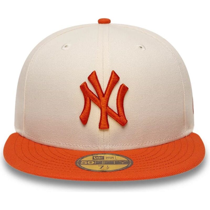 new-era-flat-brim-orange-logo-59fifty-league-essential-new-york-yankees-mlb-beige-and-orange-fitted-cap