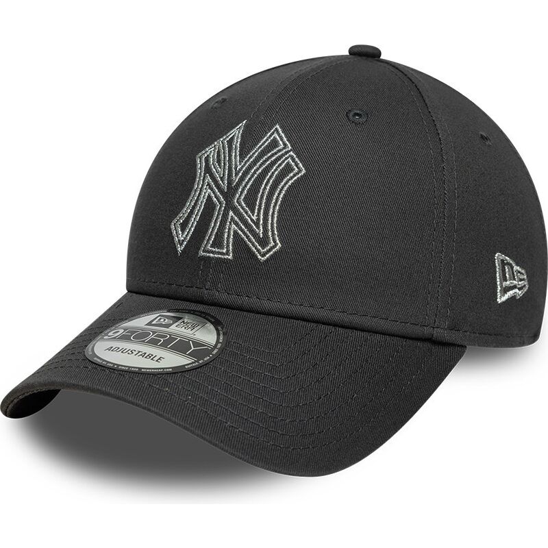 new-era-curved-brim-9forty-metallic-outline-new-york-yankees-mlb-grey-adjustable-cap new-era-curved-brim-9forty-metallic-outline-new-york-yankees-mlb-grey-adjustable-cap