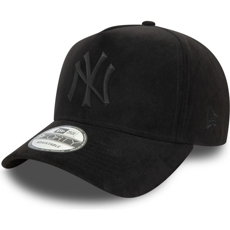new-era-curved-brim-black-logo-e-frame-faux-suede-new-york-yankees-mlb-black-snapback-cap