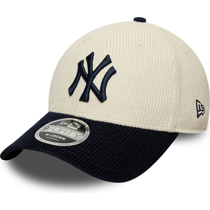 new-era-curved-brim-navy-blue-logo-9forty-m-crown-cord-new-york-yankees-mlb-beige-and-navy-blue-adjustable-cap new-era-curved-brim-navy-blue-logo-9forty-m-crown-cord-new-york-yankees-mlb-beige-and-navy-blue-adjustable-cap