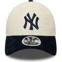 new-era-curved-brim-navy-blue-logo-9forty-m-crown-cord-new-york-yankees-mlb-beige-and-navy-blue-adjustable-cap
