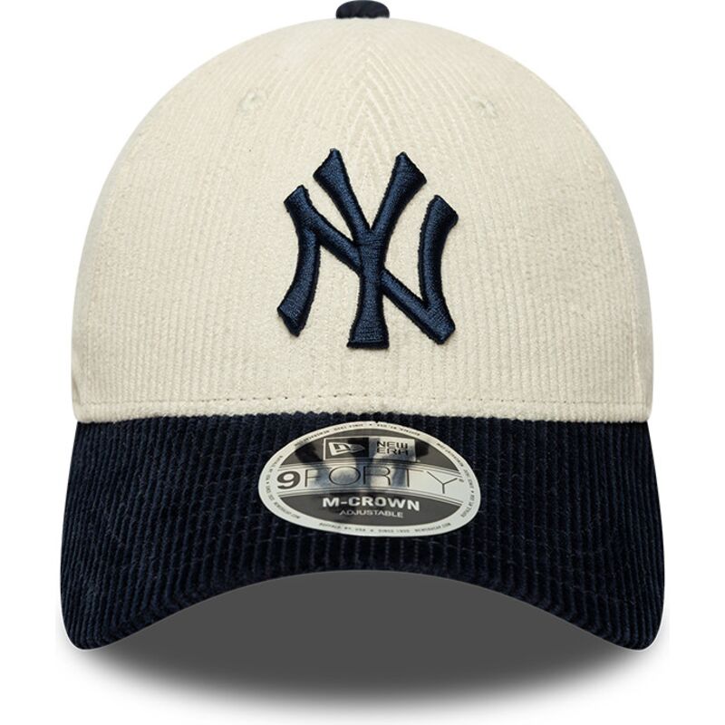 new-era-curved-brim-navy-blue-logo-9forty-m-crown-cord-new-york-yankees-mlb-beige-and-navy-blue-adjustable-cap new-era-curved-brim-navy-blue-logo-9forty-m-crown-cord-new-york-yankees-mlb-beige-and-navy-blue-adjustable-cap