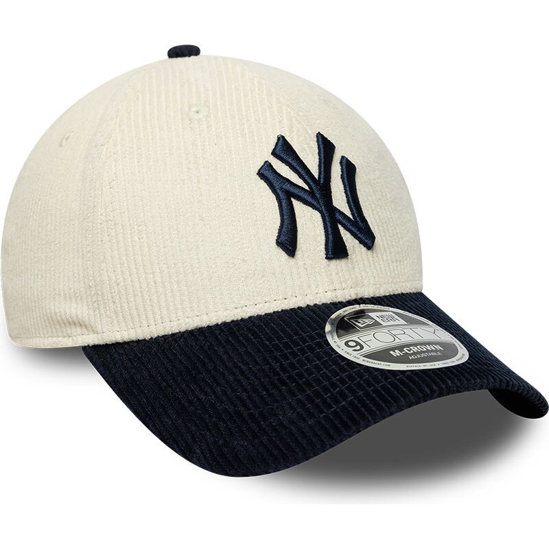 new-era-curved-brim-navy-blue-logo-9forty-m-crown-cord-new-york-yankees-mlb-beige-and-navy-blue-adjustable-cap new-era-curved-brim-navy-blue-logo-9forty-m-crown-cord-new-york-yankees-mlb-beige-and-navy-blue-adjustable-cap