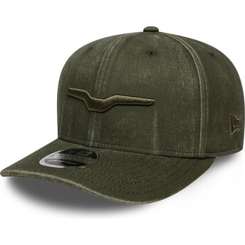 New Era Curved Brim Green Logo 9SEVENTY Stretch Snap Logo Moto Guzzi Green Snapback Cap