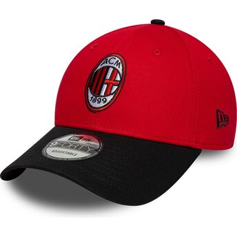 New Era Curved Brim 9FORTY Contrast AC Milan Serie A Red and Black Adjustable Cap