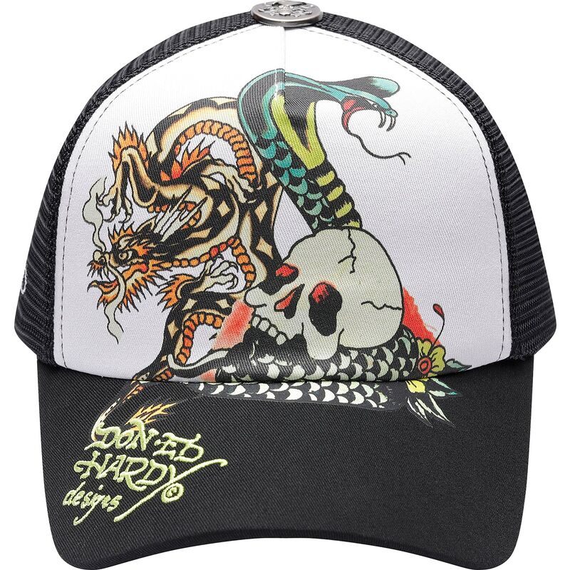 ed-hardy-snake-and-skull-black-and-white-trucker-hat ed-hardy-snake-and-skull-black-and-white-trucker-hat