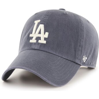 47 Brand Curved Brim Clean Up Vintage Navy Los Angeles Dodgers MLB Grey Adjustable Cap
