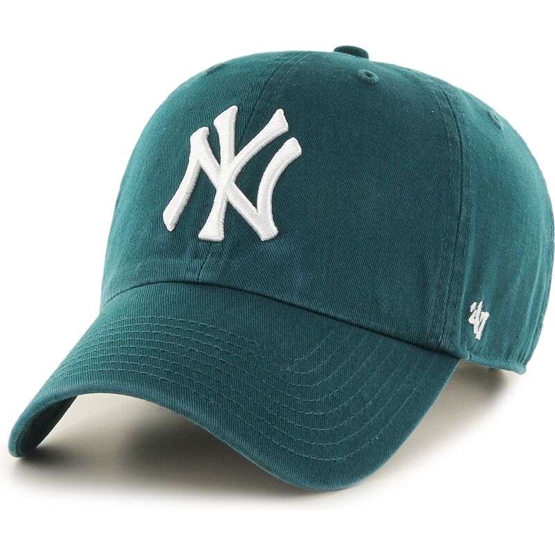 47-brand-curved-brim-clean-up-no-loop-label-pacific-green-new-york-yankees-mlb-green-adjustable-cap 47-brand-curved-brim-clean-up-no-loop-label-pacific-green-new-york-yankees-mlb-green-adjustable-cap