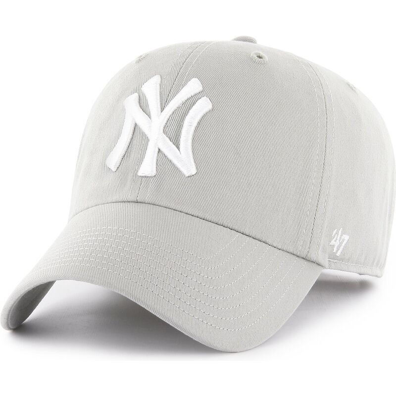 47-brand-curved-brim-clean-up-no-loop-label-new-york-yankees-mlb-light-grey-adjustable-cap