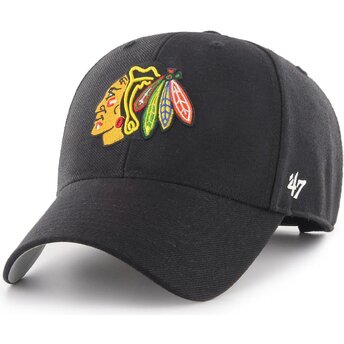 47 Brand Curved Brim MVP Chicago Blackhawks NHL Black Adjustable Cap