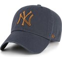 47-brand-curved-brim-brown-logo-clean-up-contrast-vintage-navy-new-york-yankees-mlb-grey-adjustable-cap