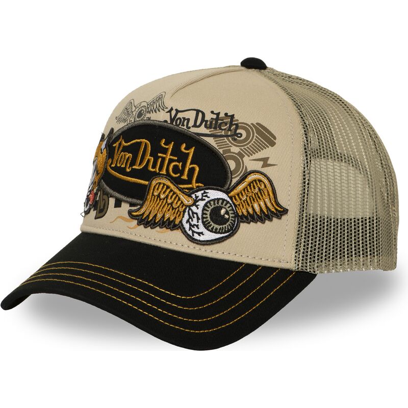 von-dutch-patches19-beige-and-black-trucker-hat von-dutch-patches19-beige-and-black-trucker-hat